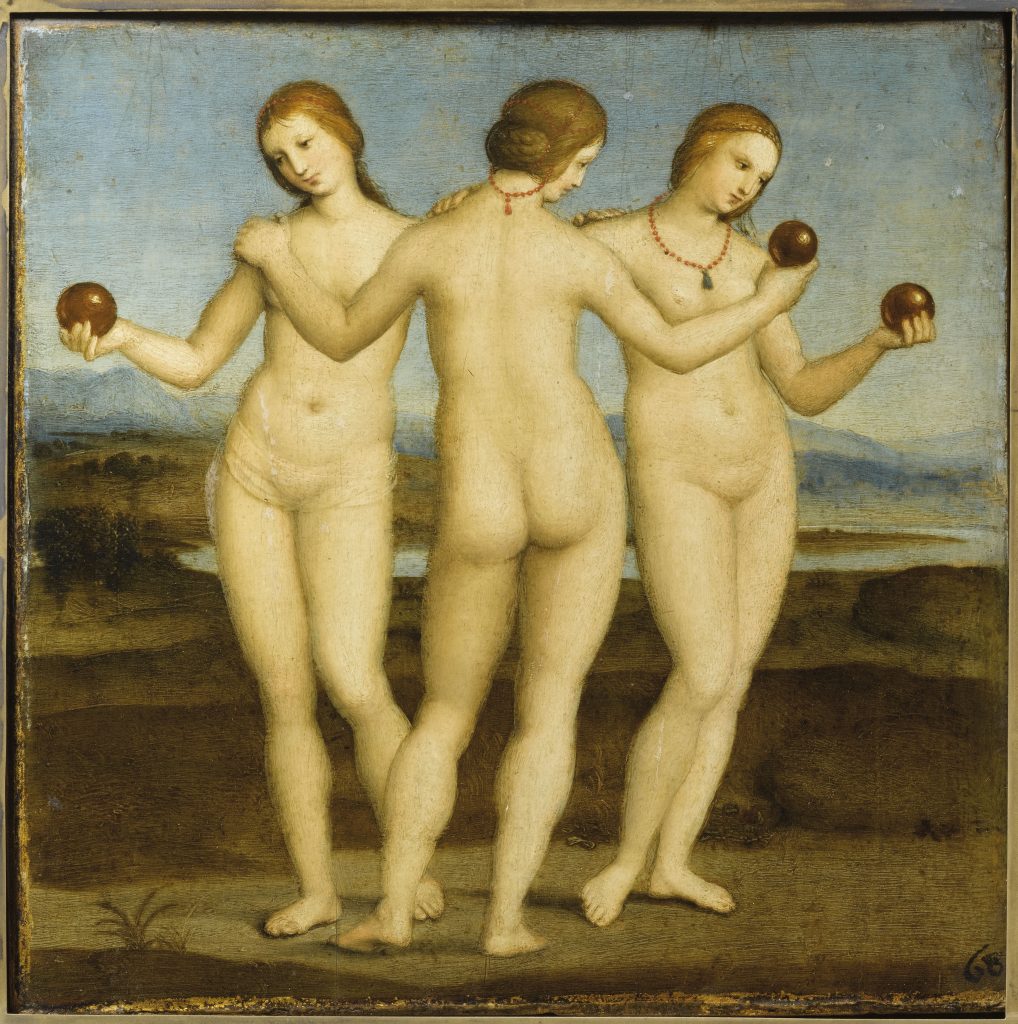 Le tre Grazie di Raffaello Da Vinci. Una delle opere d'arte più ricche di riferimenti tra i simboli ed il corpo.